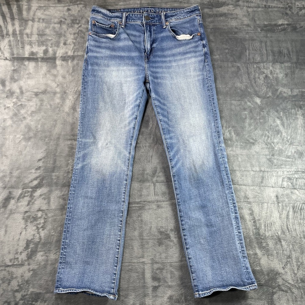 American Eagle Jeans Mens 31x30 Blue Denim Original Bootcut Light Wash Stretch